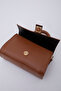 Tan Shk109 Faux Leather Women's Hand, Arm and Shoulder Bag with Snap Fasteners and Adjustable Strap L:11 E:19 W:7 cm - 6