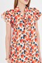 Women's Pomegranate Flower V-Neck Dress with Ruffled Sleeves and Tie Detail Arm-25Y 001023 - 3