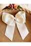 Women's White Luxury Satin Bow Automatic Buckle - 2