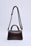 Brown Color Shk188 Faux Leather Single Compartment Lock Detailed Strap Hand, Arm and Shoulder Bag - 4