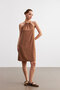 Women's Camel Halter Neck Crinkle Mini Dress - 5