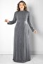 Stone Print Detailed Evening Dress Gray Tbsmda2522