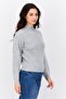 Women Ribbed Collar Knitted Sweaters, Grey - 2