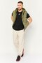 Men Sportswear Fit Sleeveless Outdoor Vest Jacket, Olive - 2