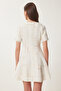 Mini Flared Tweed Dress - Buttonتفاصيل Details - 7