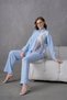 Women's Front Sequin and Embroidered Tulle Floral and Stone-Embellished Linen Shirt and Trousers Top and Bottom Set - 6