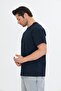 Men's Cotton Crew Neck Oversize T-Shirt Navy Blue 5015-L - 6