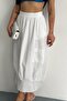 Women's White Elastic Waist Double Pocket Skirt - 2