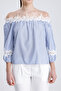 Women's Shoulder Lace Detailed Striped Blouse - 3
