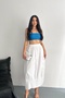 Women's White Elastic Waist Double Pocket Skirt - 5