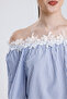 Women's Shoulder Lace Detailed Striped Blouse - 4