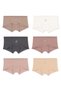 Girl's Cotton Lycra Stone Print Detailed Boxer Shorts 6 Pack 5896 Colorful