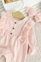 Cotton Baby Girl Romper Set with Bandana and Bow - 2