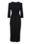 Women's Double Breasted Lapel Side Tie Crepe Plus Size Dress - 8