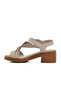 Silver Genuine Leather Women's Heeled Sandals 25020310 Y Z - 2