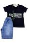 Boy's Short-Sleeved Capri Shorts Set / T-Shirt Jeans Capri Bottom Top Set / Short-Sleeved Summer Set - 4