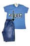 Boy's Short-Sleeved Capri Shorts Set / T-Shirt Jeans Capri Bottom Top Set / Short-Sleeved Summer Set - 5