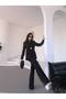 Black Gold Buttoned Suit Women's Jacket Pants - 5