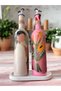 Native Women and Pink Flower Motif Special Design Oil Pot-Vinegar Pot Sauce Bowl Set Home-Kitchen Decor - 4