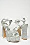 U 820115514   Silver Glitter Platform Heeled Women's Evening Dress Shoes - 8