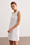 White Linen Dress with Pocket and Accessory Detail - 5