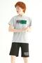 Short Sleeve Letter Printed Gray Black Color Boy's Capri Suit - 5