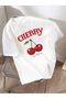 تي شيرت Cherry Have A Nice Day مطبوع أبيض كبير الحجم - 2