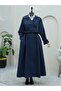 Pleated Skirt, Bolero and Belted Trench Coat - Navy - 3