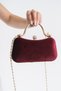 Women's Evening Dress Bag Burgundy Silk Velvet Handbag, Shoulder Bag Special Design