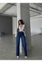 Women's High Waist Pale Effect Lycra Wide Leg Palazzo Jean - 6