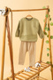 Baby Kids Khaki Crew Neck Pants Sweat Cotton Comfortable 2-Piece Set Trend Fashion Bottom Top Set