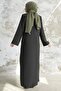 Ivory Piping Pattern Anthracite Ferace - 4