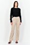 Women Regular Fit Textured Corduroy Pants, Taupe - 4