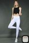 High Waist White Women's Corduroy Leggings with a Gathering Effect