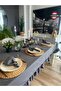 Aura Smoked Gray Ruffled Tablecloth - 5