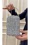 Evening Dress Bag Crystal Stone Silver Hand, Wrist, Shoulder Evening Dress Bag - 4