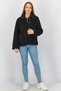 Women Faux Fur Long Sleeve Jacket, Black - 4