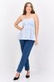 Women Square Neck Sleeveless Stripe Top, Blue - 4