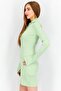 Women Spread Collar Long Sleeve Ribbed Mini Dress, Green - 2