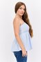 Women Square Neck Sleeveless Stripe Top, Blue - 2