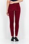 Women Skinny Fit High Waist Ribbed Stretchable Denim Jeans, Maroon - 3