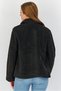 Women Faux Fur Long Sleeve Jacket, Black - 3