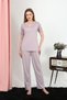 Fashion Line Women's Short Sleeve Cotton Combed Cotton Pajamas Suit Powder 4213 - 6