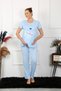 Fashion Line Women's Short Sleeve Maternity Pajama Set Blue 45210 - 3
