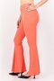 Women Regular Fit Flare Ribbed Pants, Red - 4