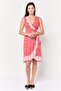 Women Floral Print Wrap Dress, Red