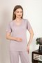 Fashion Line Women's Short Sleeve Cotton Combed Cotton Pajamas Suit Powder 4213 - 2