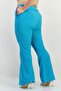 Women Regular Fit Textured Flare Pants, Turquoise - 3