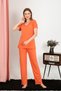 Fashion Stripe Women's Short-Sleeve Cotton Combed Cotton Sleepwear Lounge Set Orange 4213 - 6