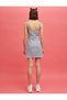 Checked Short Dress with Slit Detail - 4
